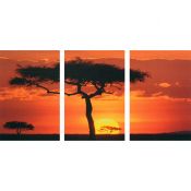 Triptico, atardecer africano, Kenia