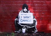 Cuadro Graffiti de Banksy: Necesito cambio. I want change