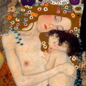 Cuadro mural de La Maternidad de Gustav Klimt. Fragmento