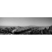 Malaga, Panoramica del puerto, blanco y negro