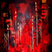 Cuadro Abstracto Moderno: Saln en Rojo