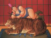 Cuadro de BOTERO: La Tigresa y La Domadora