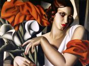 Tamara de Lempicka: : Retrato en Rojo con Calas. Mural