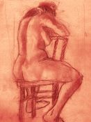 Jose G. Alcala: Desnudo Femenino en la silla. Tizon Ladrillo