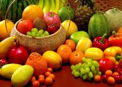 Cuadro Bodegon de frutas y verduras: COLORES