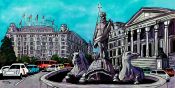 Estatua de Neptuno de Madrid y su entorno. Cuadro de Alcala