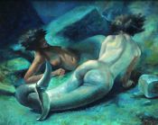 Sirena y Triton. Mitologia. Cuadro Mural Gigante